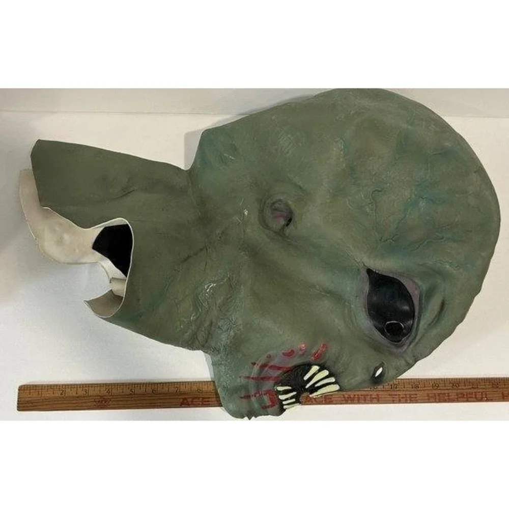 Zombie Monster Rubberized Teeth Green Blood Pointy Ears Costume Mask Adult Latex